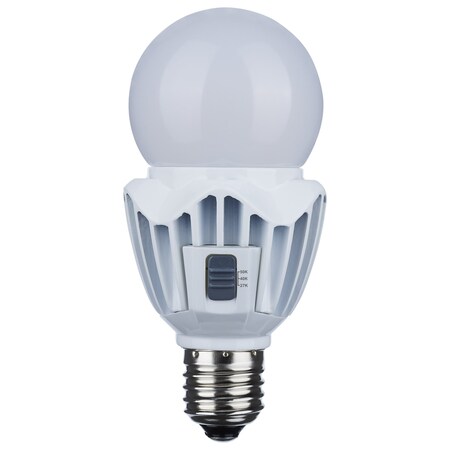 Satco 15 Watt LED A21 High Lumen Output 27K/40K/50K CCT Selectable Medium Base White Finish 120V-277V S28735